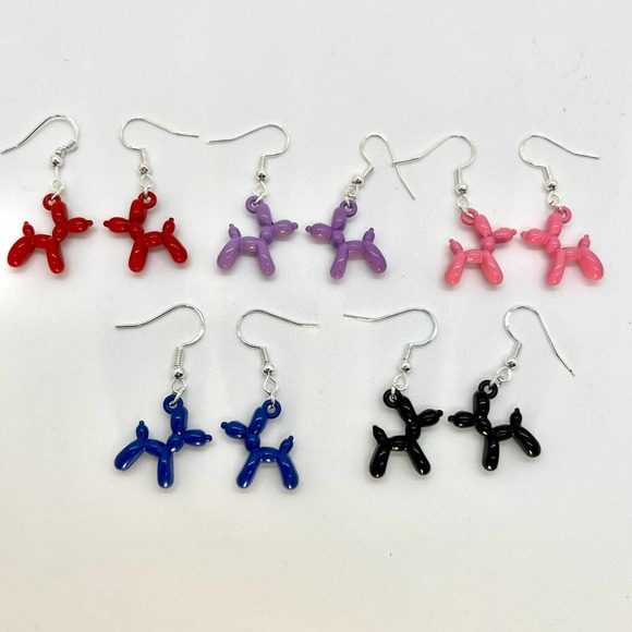 Balloon Animal Earrings - Puppy Dog Earrings - Clown Earrings - Party Earrings - Picture 1 of 10